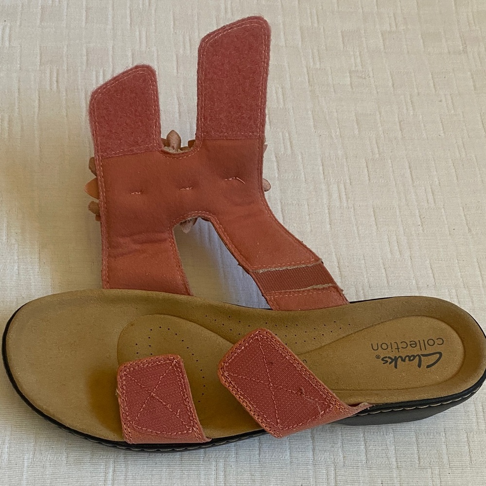 CLARKS  Pink Floral Double-Strap Slide Sandals - Picture 6 of 8